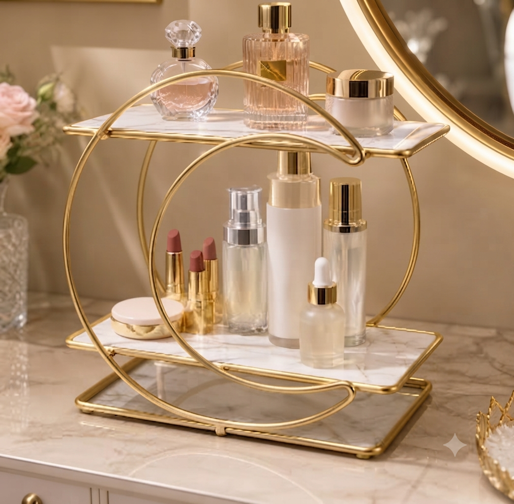 Elegant Multi-Purpose Storage Shelf for Makeup, Cosmetics & Accessories