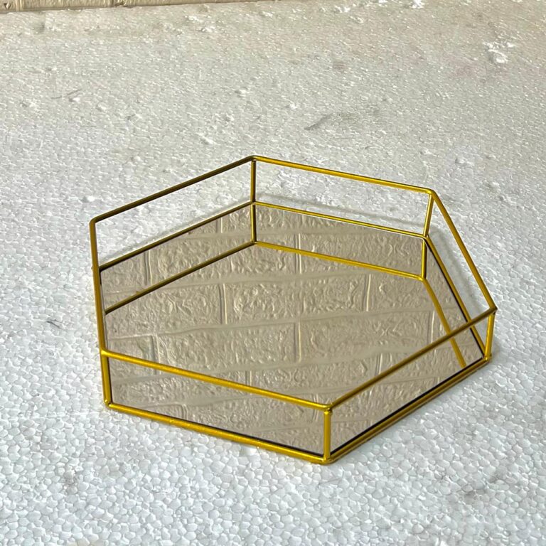 Hexagonal Cosmetics & Serving Mirror Tray – Luxury Vanity Organizer & Decorative Display Tray