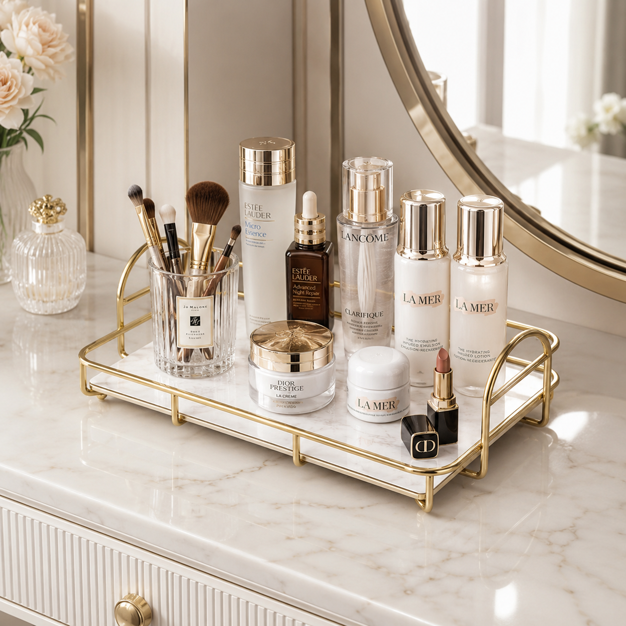 Elegant Display Tray for Makeup, Lipstick, Perfume & Jewelry Organizer