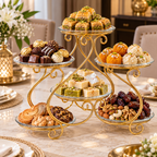 (Without Plates) Luxury Golden 6-Tier Serving Stand – Elegant Metal Display Rack