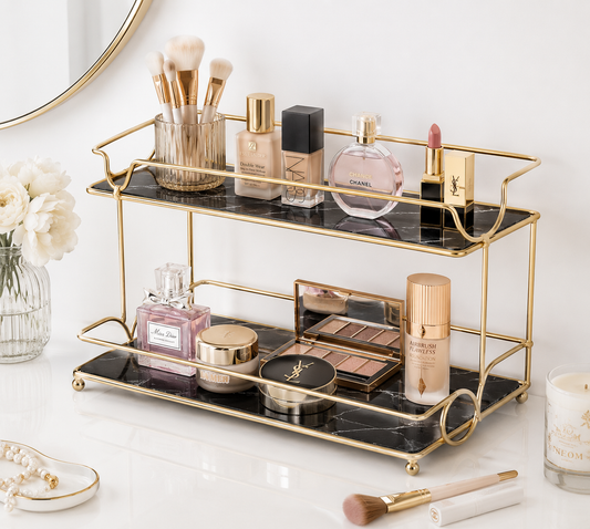 2 Layers Cosmetics Organizer for Dressing Table – Elegant Makeup & Skincare Storage Rack