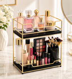 Luxury 2 Tier Gold Cosmetic Organizer Tray