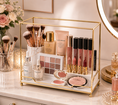 Elegant Gold Vanity Storage Basket