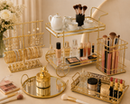 Deal No 5 Luxury Gold Vanity Organizer – 5 Pcs Makeup & Jewelry Storage Set