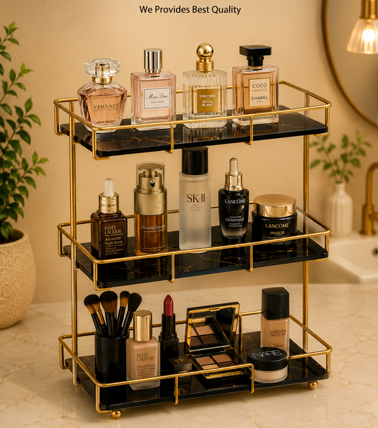 3 Layers Luxury Design Free Standing Shelf Makeup Organizer