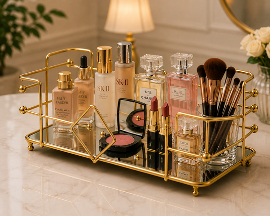 Vintage Glass Cosmetics Vanity Tray