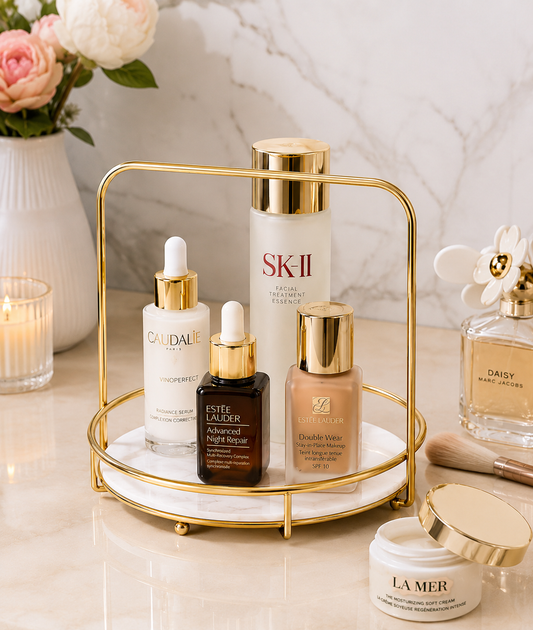 Premium Round Tray for Perfume, Jewelry & Cosmetics Storage