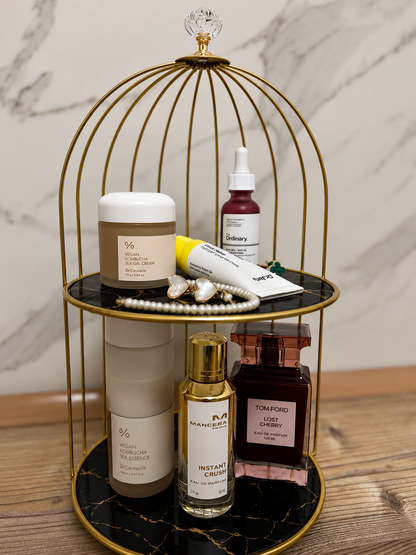2 Layers Cosmetics Cage Organizer – Stylish Makeup & Skincare Storage Rack