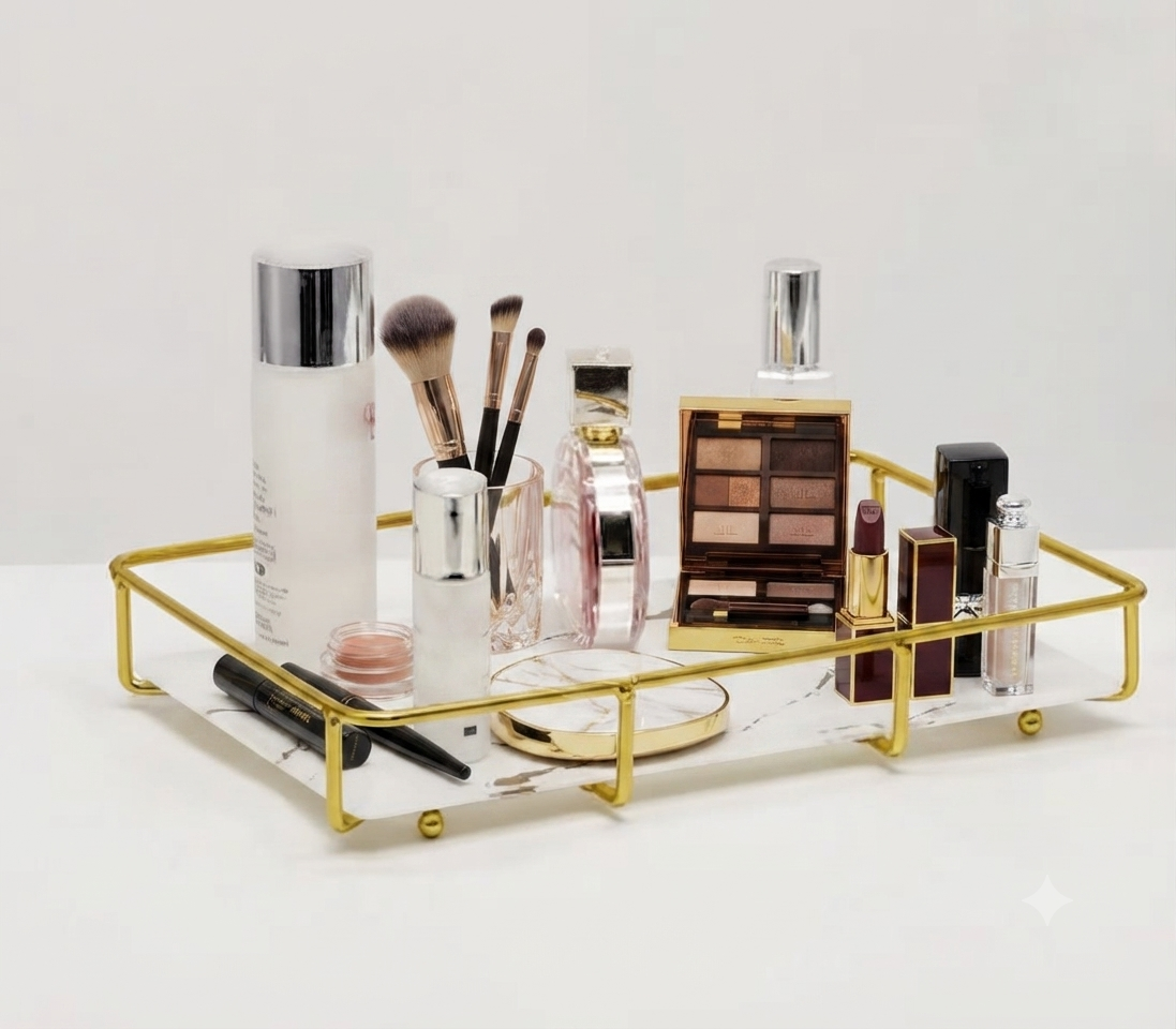 Elegant Cosmetics Storage Tray – Makeup & Skincare Organizer
