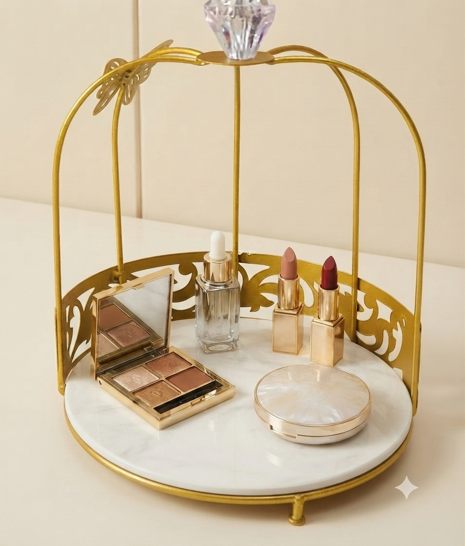 Hafsa 1-Layer Butterfly Single Cage Organizer – Elegant Cosmetic & Vanity Storage Rack