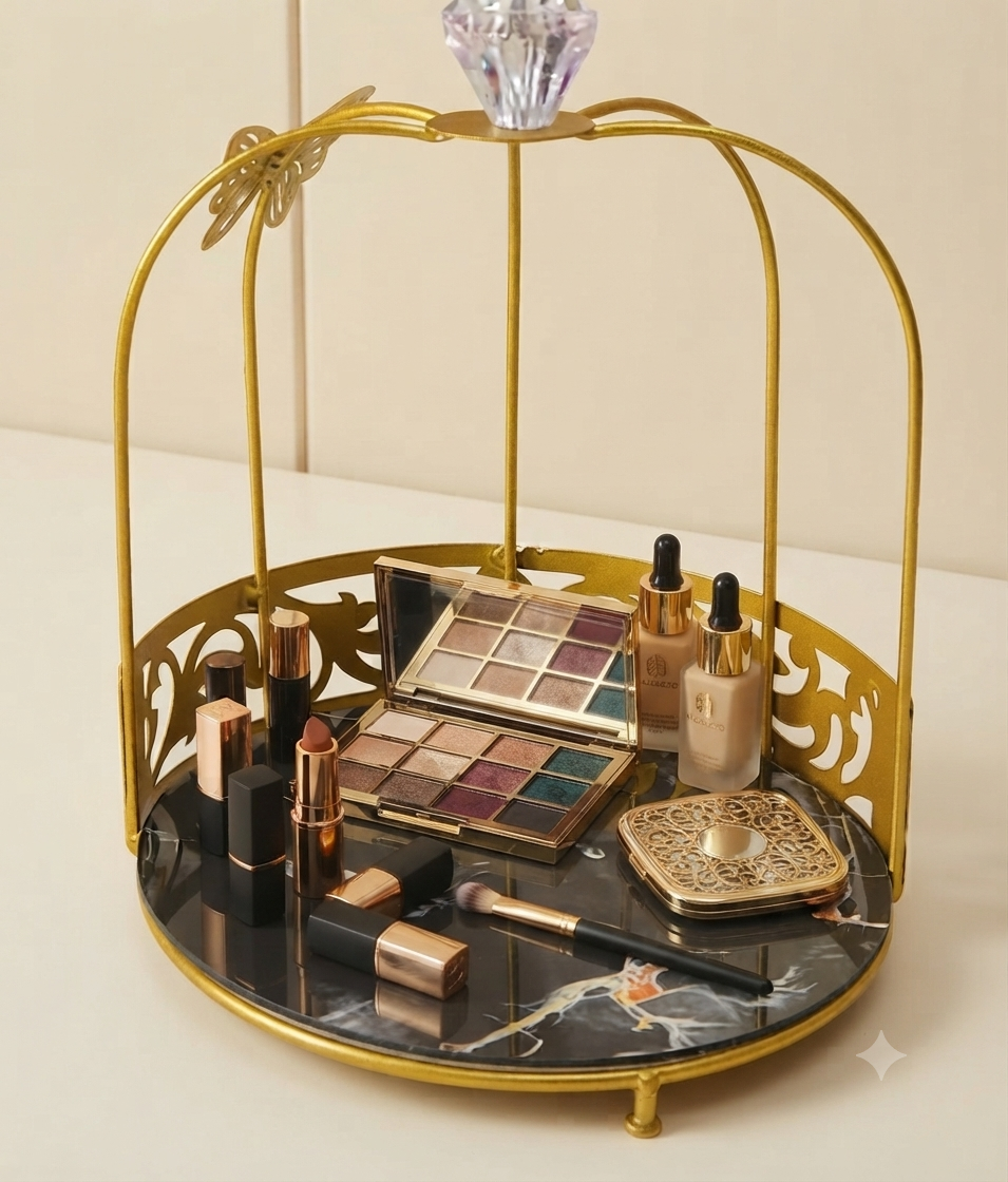 Hafsa 1-Layer Butterfly Single Cage Organizer – Elegant Cosmetic & Vanity Storage Rack