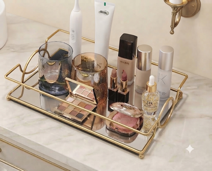 Gold Mirror Tray – Rectangular Decorative Vanity, Coffee Table & Jewelry Display Tray