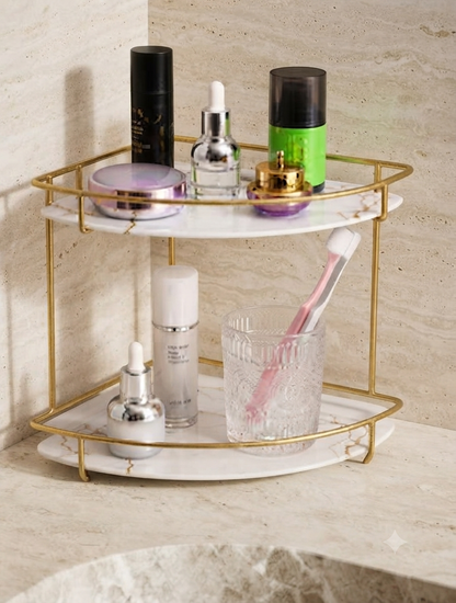 Premium 2-Layer Corner Counter-Top Acrylic Storage Shelf Organizer