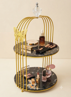 Butterfly 2 Layers Cage Vanity Organizer – Elegant Gold Makeup & Perfume Display Stand