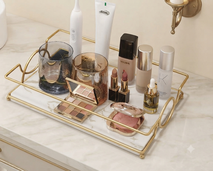 Premium Quality Rectangular Cosmetics Decorative Tray – Elegant Vanity Organizer for Makeup & Skincare