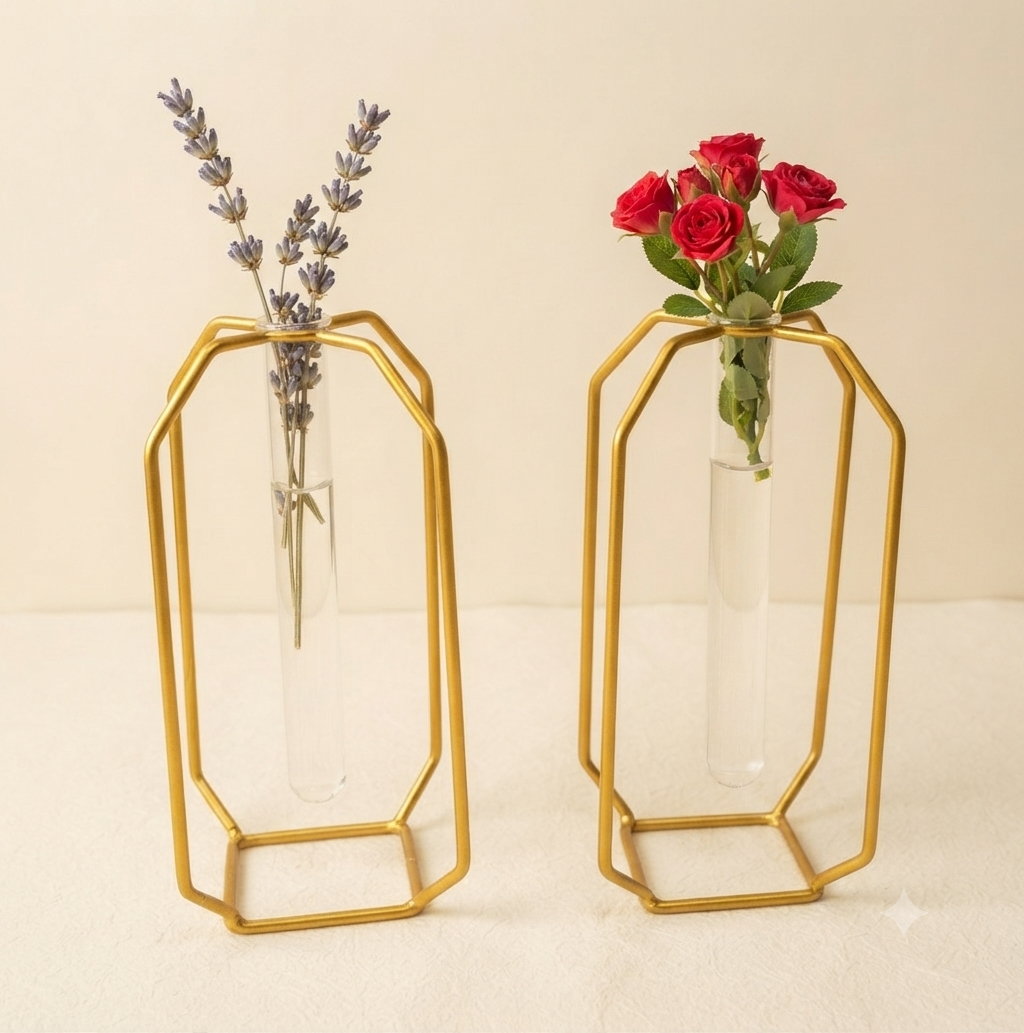 Luxury 2-Piece Metal Crystal Flower Accent Table Set – Modern Elegant Home Décor