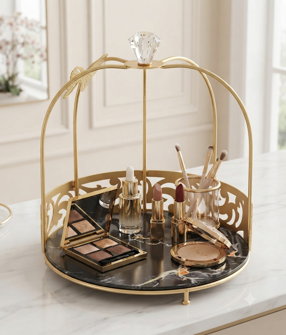 Hafsa 1-Layer Butterfly Single Cage Organizer – Elegant Cosmetic & Vanity Storage Rack