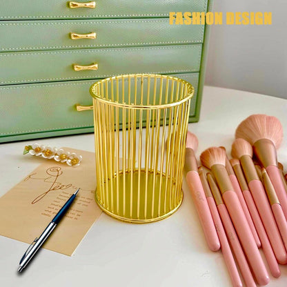 Metal Cosmetics Holder for Makeup Brushes, Pens & Desk Accessories – Durable Mesh Organizer