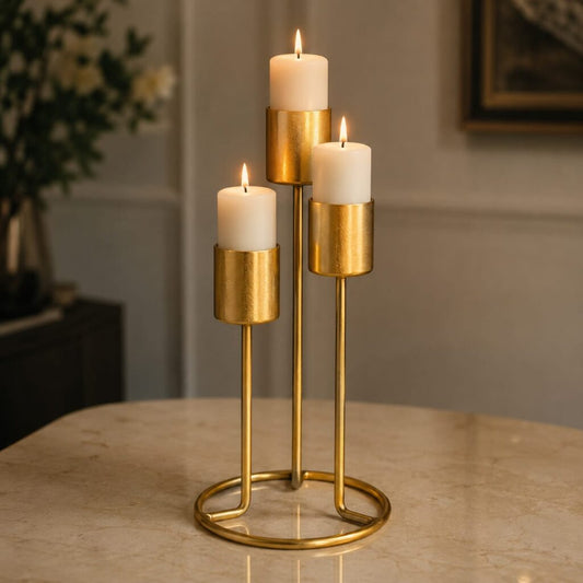 Elegant Metal Candle Holder Stand – Decorative Tabletop Centerpiece for Home Décor
