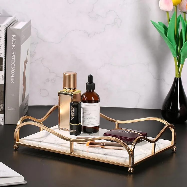 Luxury Rectangular Cosmetics Tray – Decorative Vanity Organizer for Perfume, Makeup & Jewelry