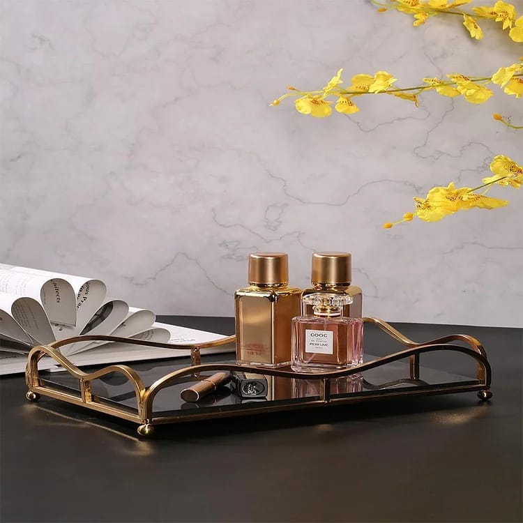 Luxury Rectangular Cosmetics Tray – Decorative Vanity Organizer for Perfume, Makeup & Jewelry
