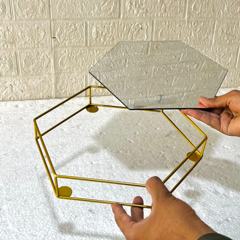 Hexagonal Cosmetics & Serving Mirror Tray – Luxury Vanity Organizer & Decorative Display Tray