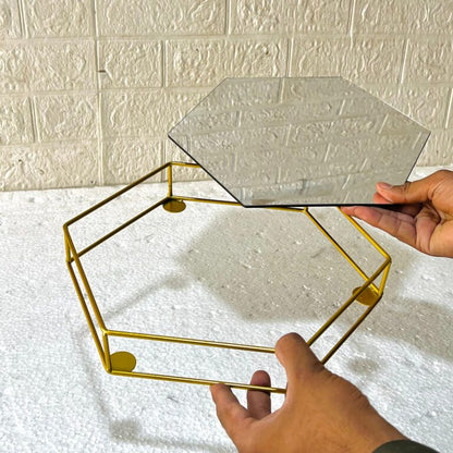 Hexagonal Cosmetics & Serving Mirror Tray – Luxury Vanity Organizer & Decorative Display Tray