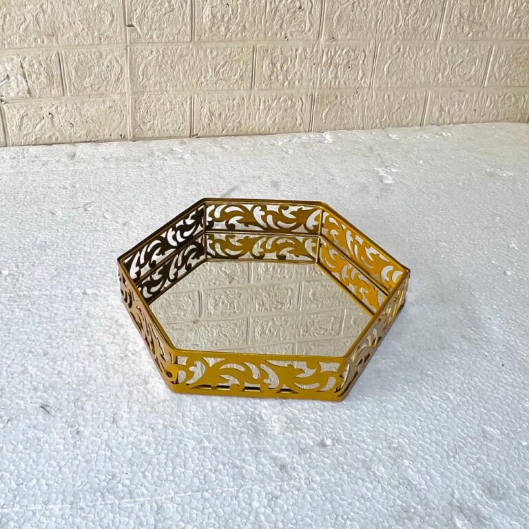 Hexagonal Cosmetics & Serving Mirror Tray – Luxury Vanity Organizer & Decorative Display Tray