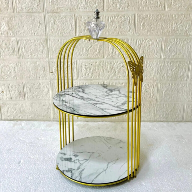 Butterfly 2 Layers Cage Vanity Organizer – Elegant Gold Makeup & Perfume Display Stand