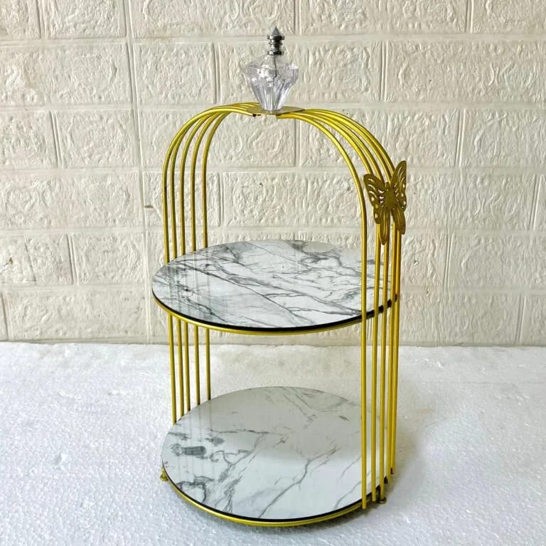 Butterfly 2 Layers Cage Vanity Organizer – Elegant Gold Makeup & Perfume Display Stand