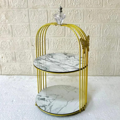 Butterfly 2 Layers Cage Vanity Organizer – Elegant Gold Makeup & Perfume Display Stand