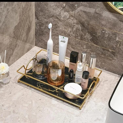 Premium Quality Rectangular Cosmetics Decorative Tray – Elegant Vanity Organizer for Makeup & Skincare