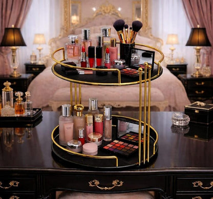 2-Layer Makeup Organizer Stand – Elegant Cosmetic Storage Display Rack
