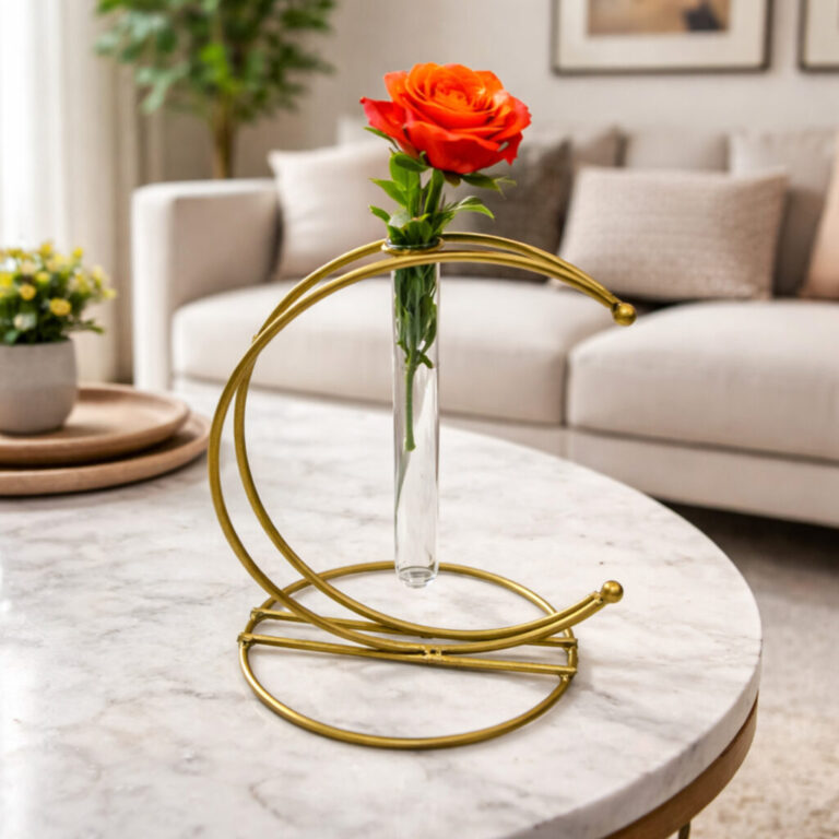Hafsa Golden Vase for Home Decor – Elegant Luxury Decorative Flower Vase