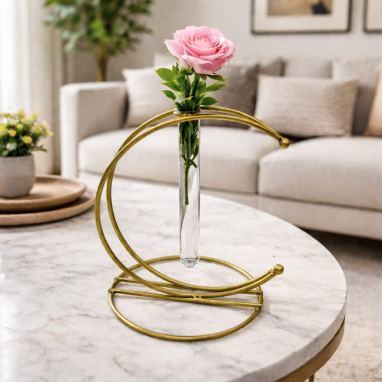 Hafsa Golden Vase for Home Decor – Elegant Luxury Decorative Flower Vase