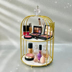 Butterfly 2 Layers Cage Vanity Organizer – Luxury Gold Makeup, Skincare & Perfume Storage organizer