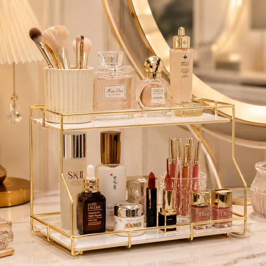 2 Layers Cosmetics & Makeup Organizer – Elegant Countertop Storage Rack