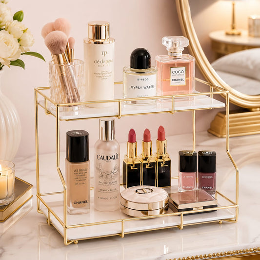 2 Layers Cosmetics & Makeup Organizer – Elegant Countertop Storage Rack
