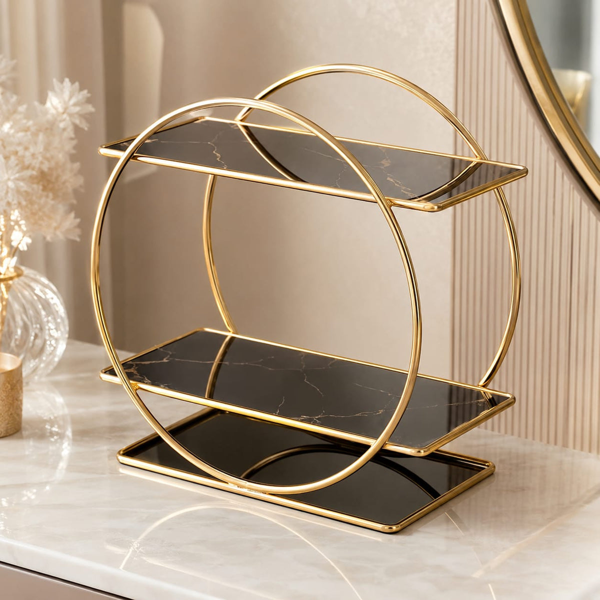 Hafsa Decor Luxury 2-Tier Bathroom Organizer Shelf | Countertop Storage Rack for Toiletries & Skincare