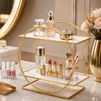 Hafsa Decor Luxury 2-Tier Bathroom Organizer Shelf | Countertop Storage Rack for Toiletries & Skincare