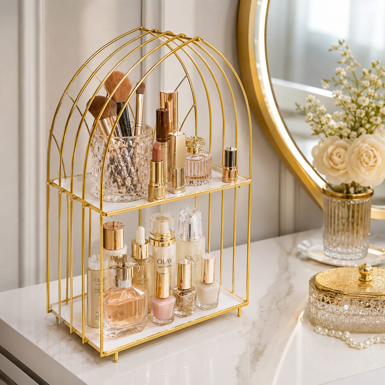 Hafsa D-Shape Cosmetics Cage – Multi-Purpose Makeup & Storage Organizer