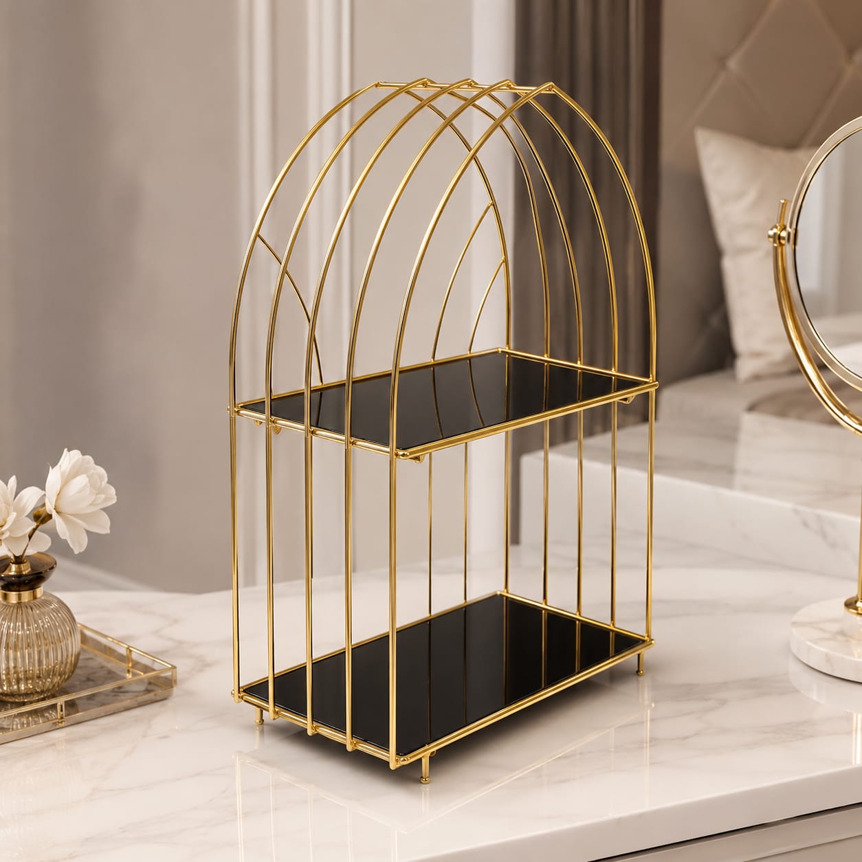 Hafsa D-Shape Cosmetics Cage – Multi-Purpose Makeup & Storage Organizer