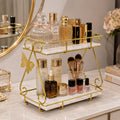 2 Layers Vanity Organizer Stand – Elegant Multi-Purpose Cosmetic & Skincare Storage Rack