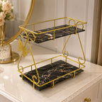 2 Layers Vanity Organizer Stand – Elegant Multi-Purpose Cosmetic & Skincare Storage Rack