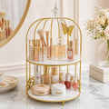 Butterfly 2 Layers Vanity Cage Organizer – Luxury Gold Makeup & Perfume Storage Stand