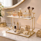 2 Layers Cosmetics Organizer for Dressing Table – Elegant Makeup & Skincare Storage Rack
