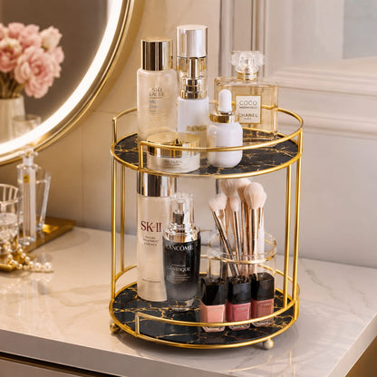 2 Layers Cosmetics Makeup Organizer Stand – Elegant Vanity Storage Rack for Makeup, Skincare & Perfumes