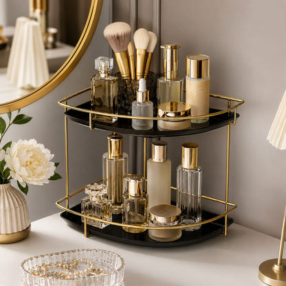 Premium 2-Layer Corner Counter-Top Acrylic Storage Shelf Organizer