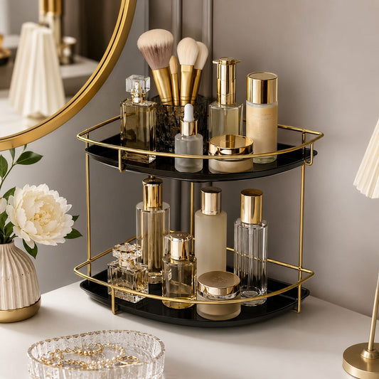 Premium 2-Layer Corner Counter-Top Acrylic Storage Shelf Organizer