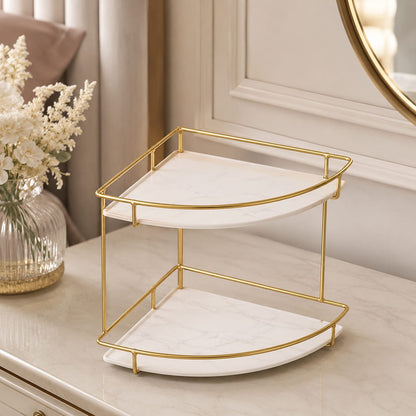 Premium 2-Layer Corner Counter-Top Acrylic Storage Shelf Organizer